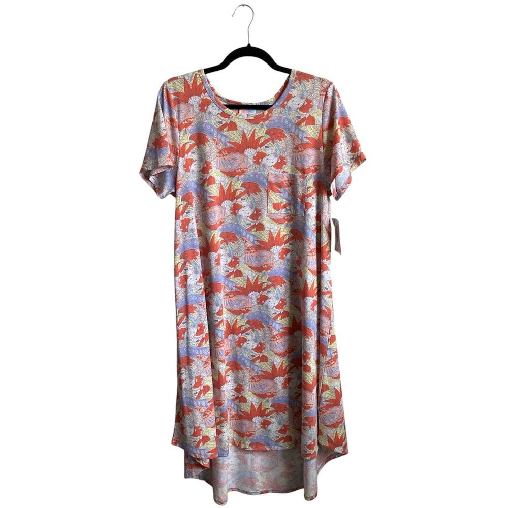 Lularoe Carly Hi Low Pink Paisley Print Swing Dress Sz L NWT Flowy Twirl
